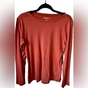 Eddie Bauer Rust Long Sleeve Tee Cotton Crewneck Womens M